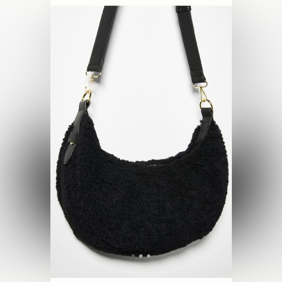 Jules Kae black sherpa fleece shoulder bag - Picture 2 of 9